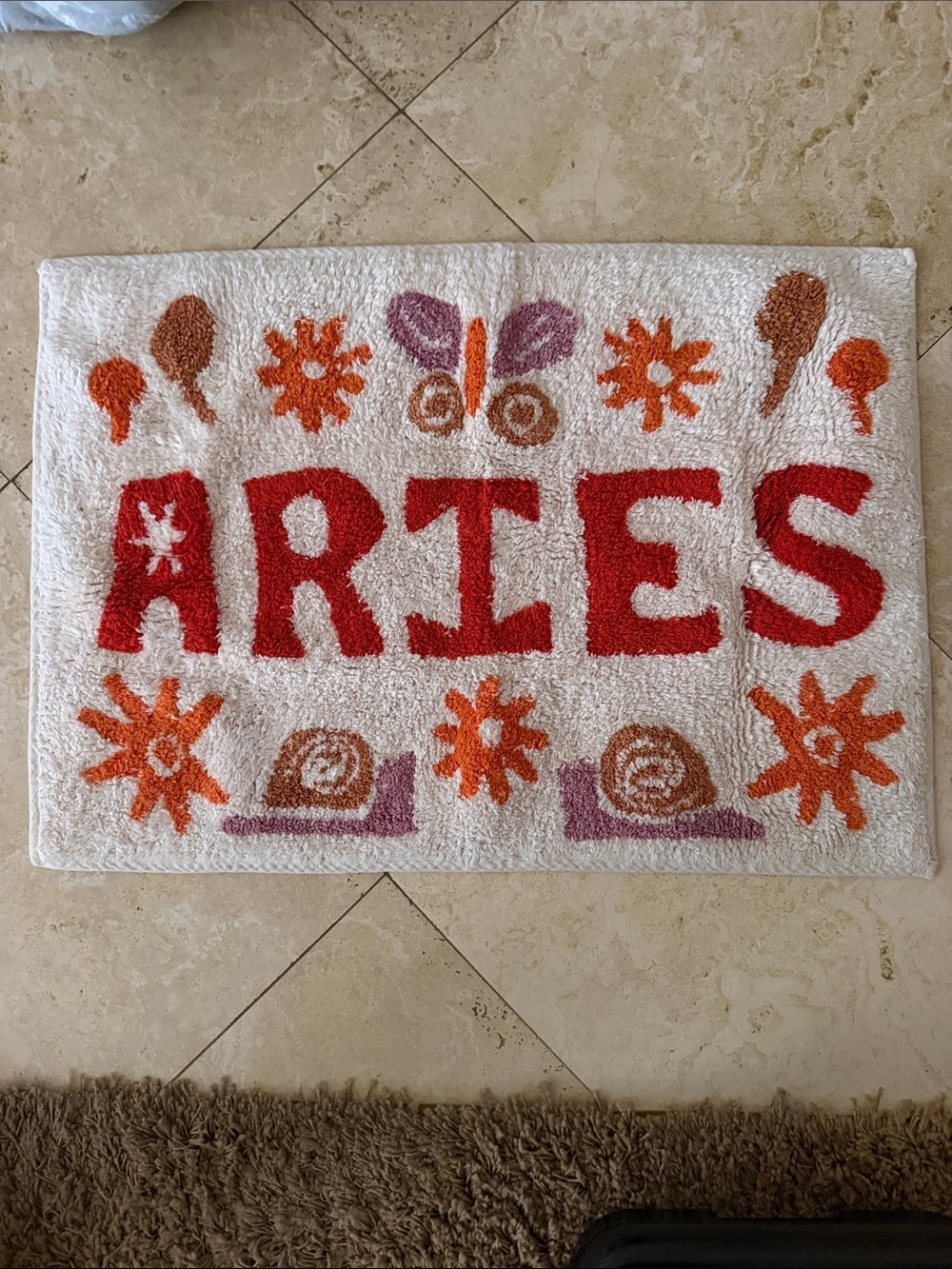 Aries Zodiac Accent Rug in Red, Orange, Brown & Purple 18 inches x 30 inches